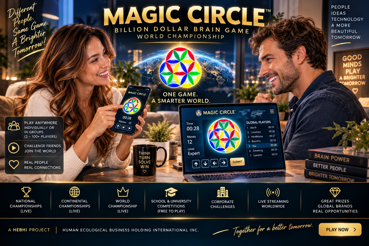 MAGIC CIRCLE players on phone and laptop